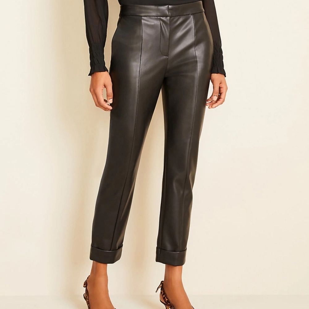 Ann Taylor Faux Leather Cuffed Pant